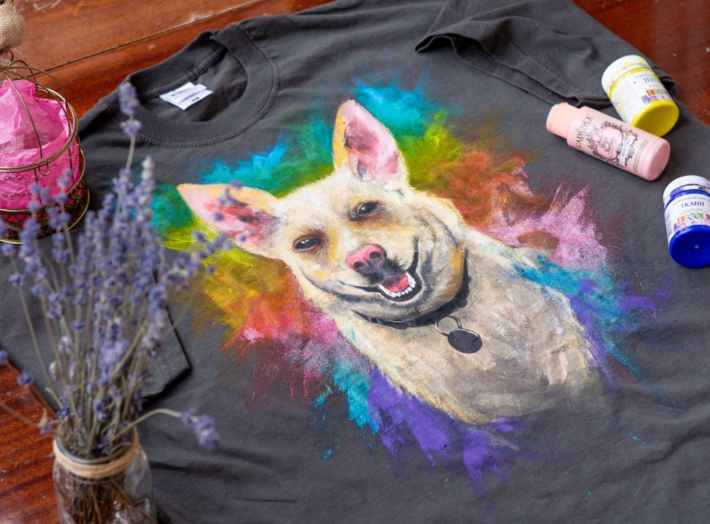 t-shirt with dog picture on it as as a way to make money on shopify with print on demand